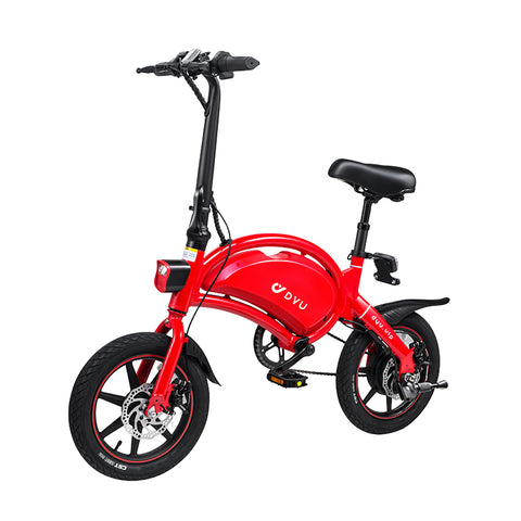 Image of DYU D3+ e-bike rode kleur zijaanzicht 2