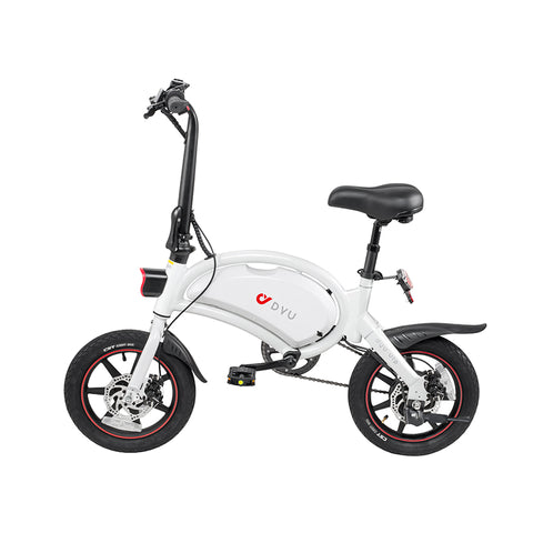 Image of DYU D3+ e-bike witte kleur zijaanzicht