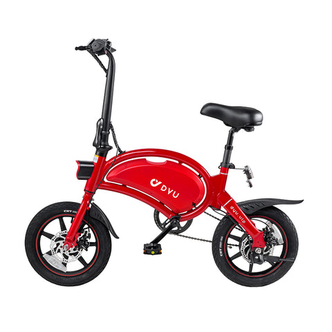 Image of DYU D3+ e-bike rode kleur zijaanzicht