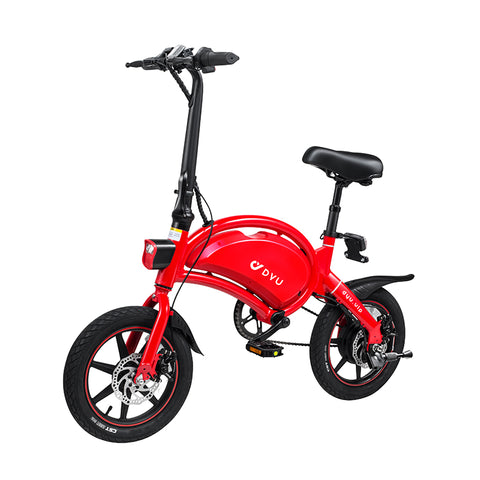 Image of DYU D3+ e-bike rode kleur zijaanzicht 2 