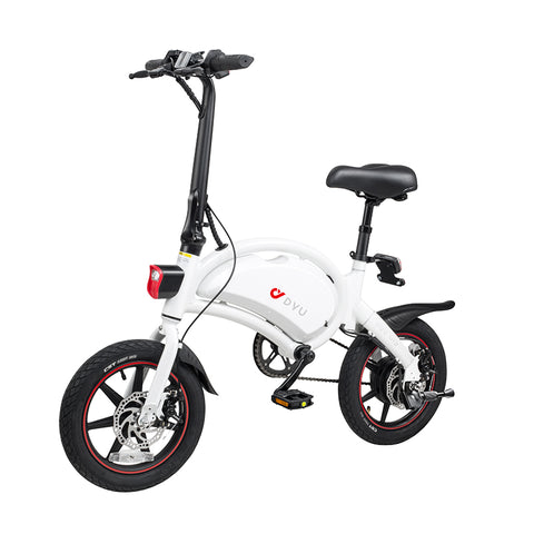 Image of DYU D3+ e-bike witte kleur zijaanzicht 2